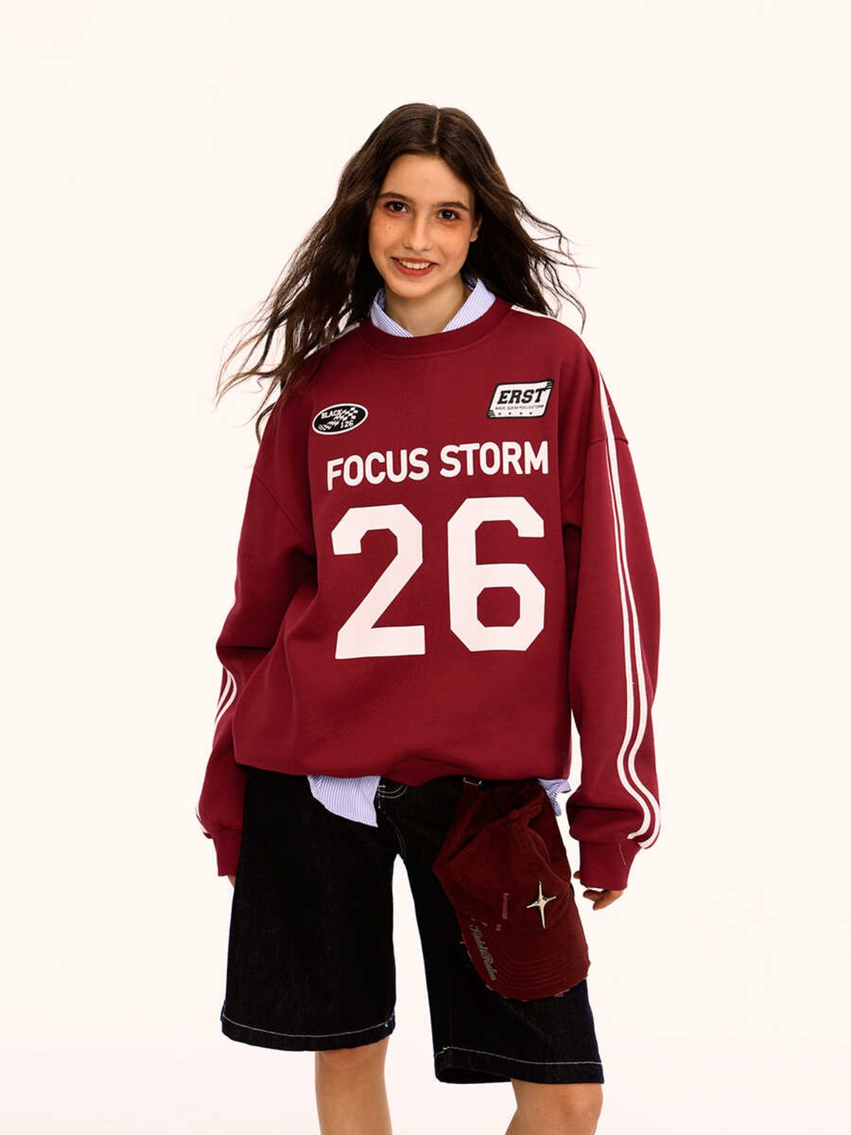 Retro Striped Sports Jersey Sweatshirt for Men and Women, Heavyweight Loose Fit Casual Jacket, Y2K Inspired Fashion Top