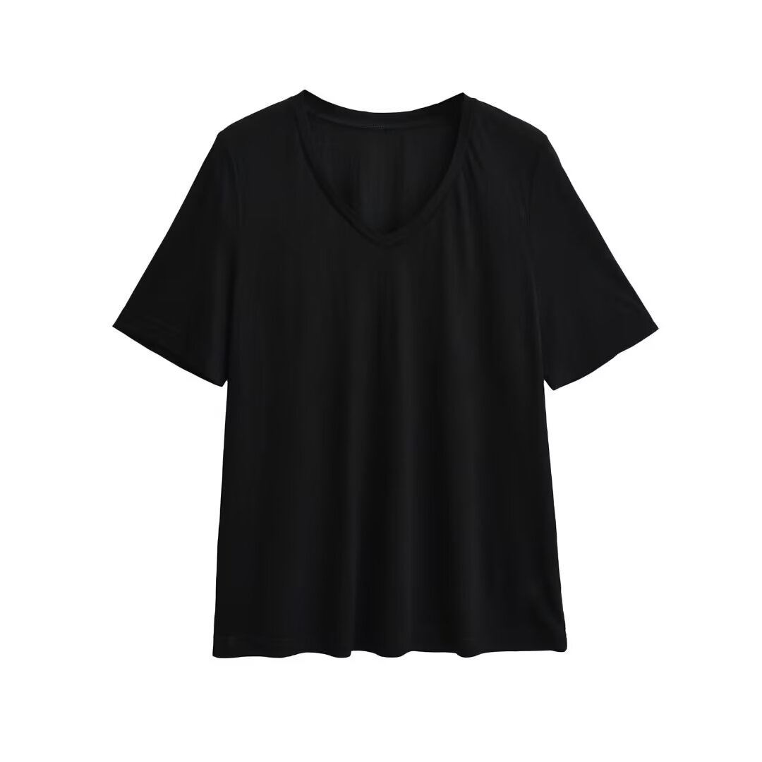 Retro Style Women's White V-Neck T-Shirt - Short Sleeve Slim Fit for Summer, Jazz Street Dance Fashion Retro Style Women's White V-Neck T-Shirt - Short Sleeve Slim Fit for Summer, Jazz Street Dance Fashion