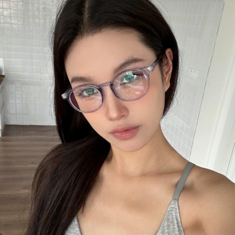 Retro TR90 Ultra-Light Small Round Frame Transparent Gray Glasses for Small Faces - Makeup-Free Chic Eyewear for Women