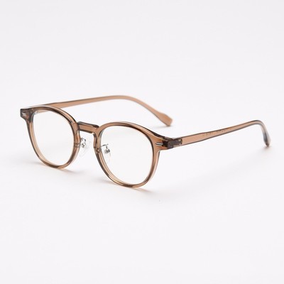 Retro Transparent Tea-Colored Small Face Round Frame Glasses - Korean Style No-Makeup Look for Students