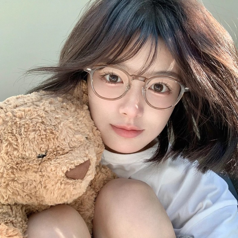 Retro Transparent Tea-Colored Small Face Round Frame Glasses - Korean Style No-Makeup Look for Students