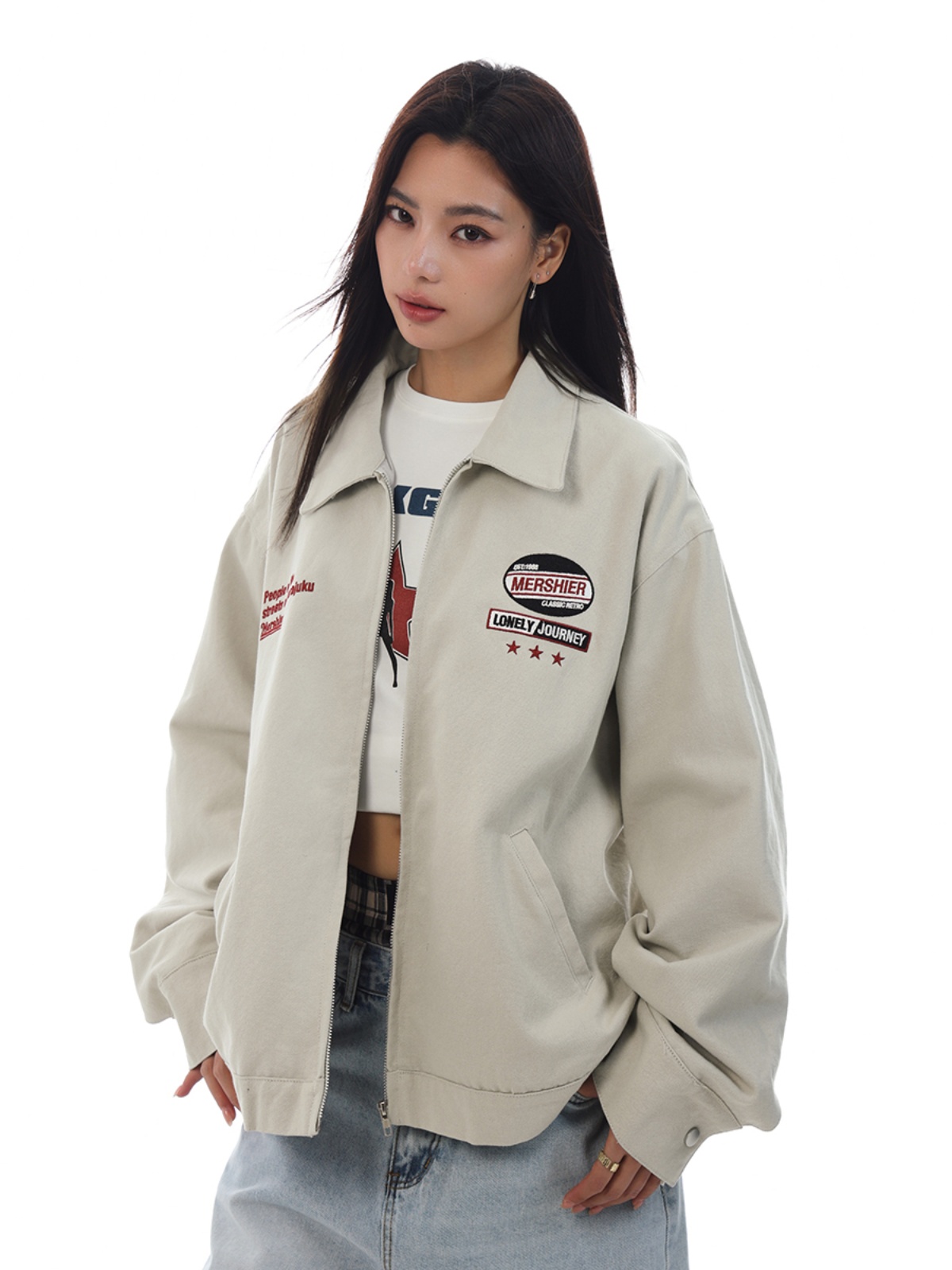 Retro Vintage Jacket for Men and Women, Loose Fit, Versatile High Street Cool Casual Outerwear Retro Vintage Jacket for Men and Women, Loose Fit, Versatile High Street Cool Casual Outerwear