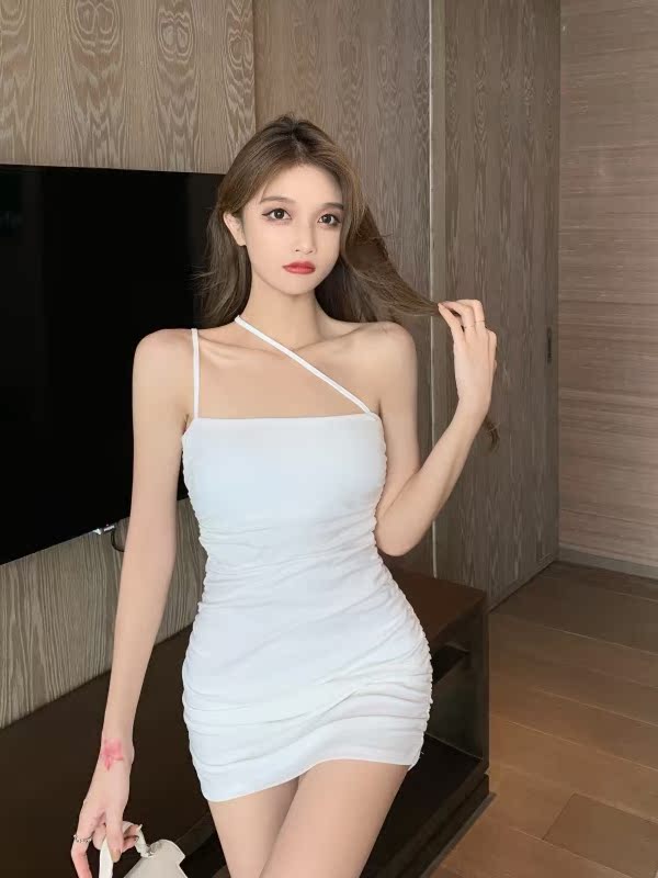 Revealing Black Chest Strap Dress - Sexy Summer Bodycon T-Shirt Style with Slim Fit Sleeveless Design for Women