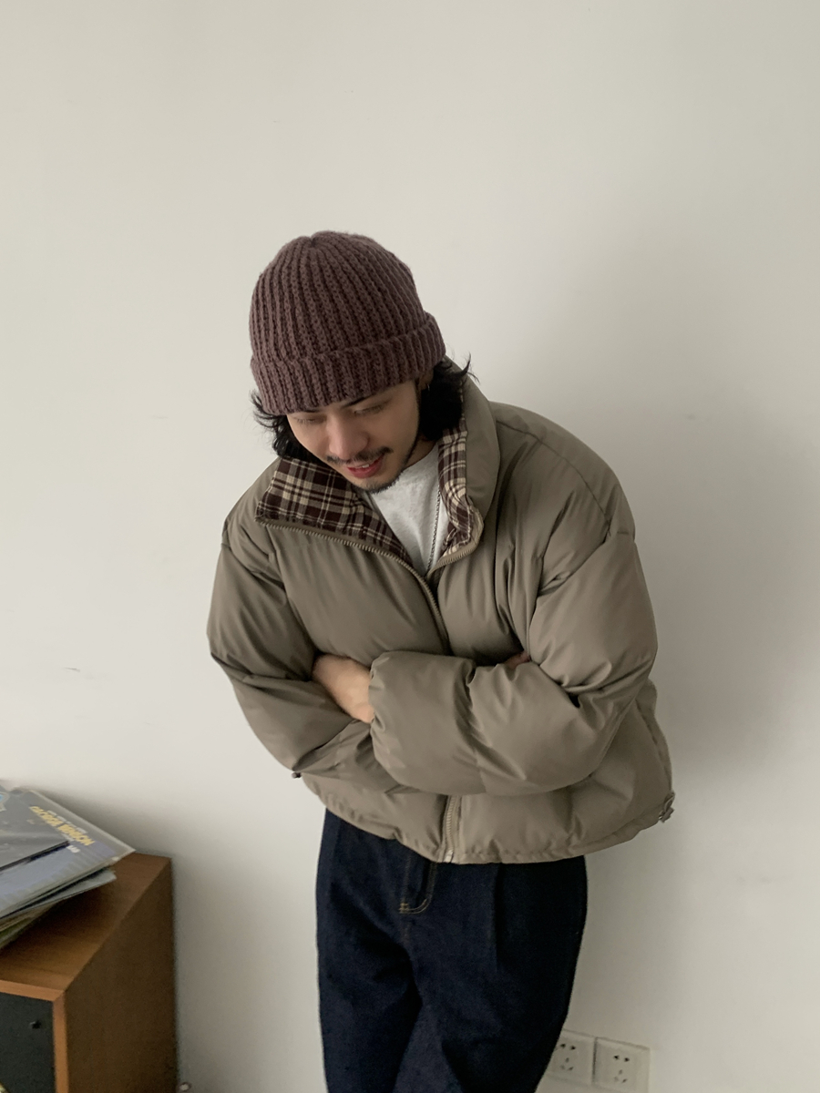 Reversible Plaid Cotton Jacket for Men and Women - Vintage Winter Short Coat with Clean Fit, Y2K Style Reversible Plaid Cotton Jacket for Men and Women - Vintage Winter Short Coat with Clean Fit, Y2K Style