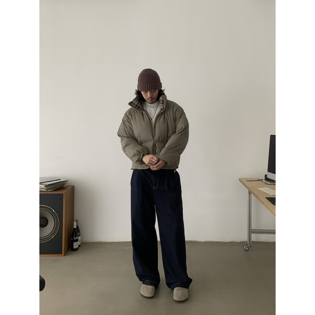 Reversible Plaid Cotton Jacket for Men and Women - Vintage Winter Short Coat with Clean Fit, Y2K Style Reversible Plaid Cotton Jacket for Men and Women - Vintage Winter Short Coat with Clean Fit, Y2K Style