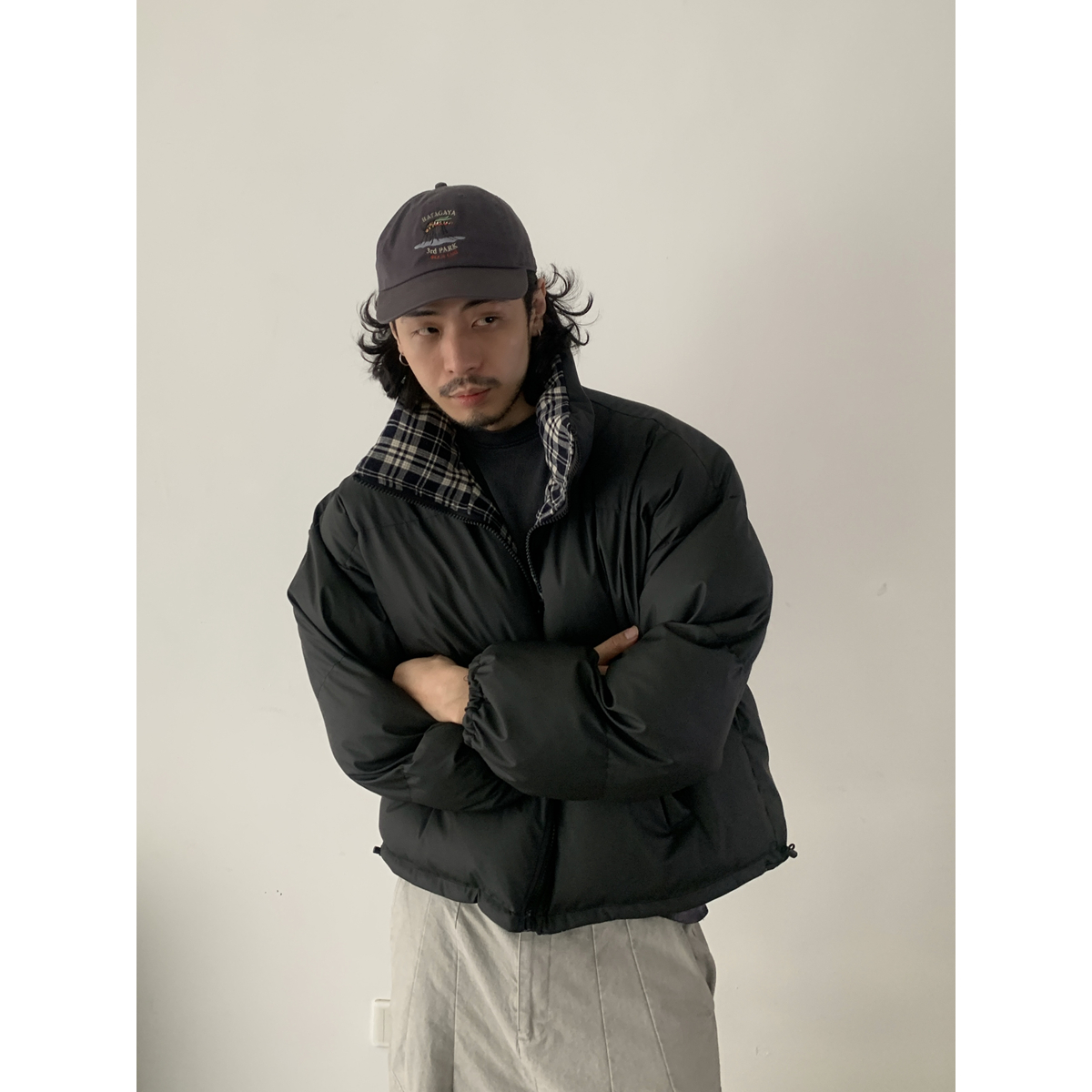 Reversible Plaid Cotton Jacket for Men and Women - Vintage Winter Short Coat with Clean Fit, Y2K Style