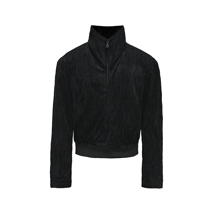 Reversible Stand-Up Collar Jacket in Pocket Orchid - Corduroy Texture with Lapel Design, Perfect for Y2K and Casual Style