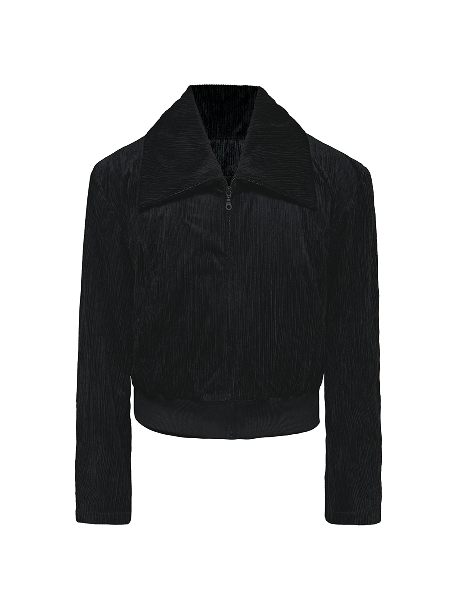 Reversible Stand-Up Collar Jacket in Pocket Orchid - Corduroy Texture with Lapel Design, Perfect for Y2K and Casual Style Reversible Stand-Up Collar Jacket in Pocket Orchid - Corduroy Texture with Lapel Design, Perfect for Y2K and Casual Style