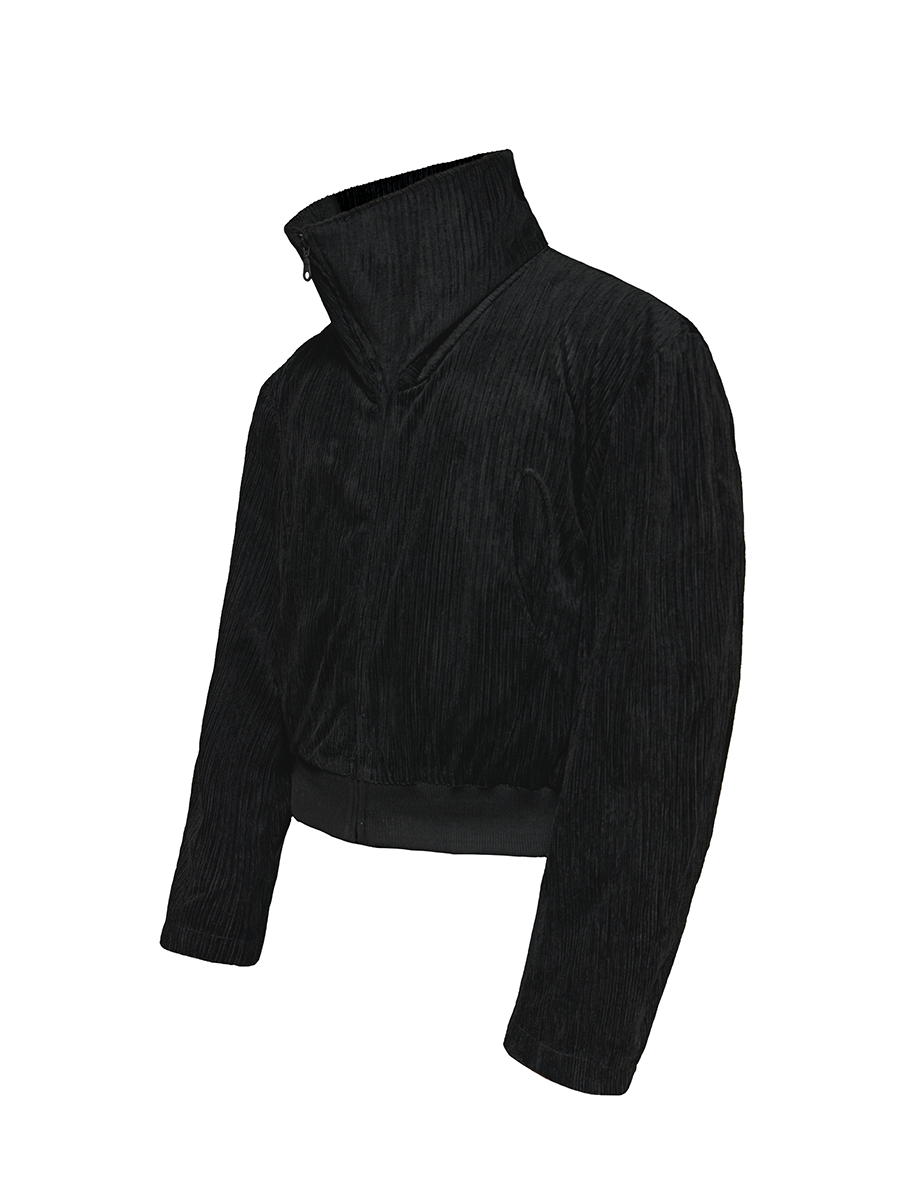 Reversible Stand-Up Collar Jacket in Pocket Orchid - Corduroy Texture with Lapel Design, Perfect for Y2K and Casual Style Reversible Stand-Up Collar Jacket in Pocket Orchid - Corduroy Texture with Lapel Design, Perfect for Y2K and Casual Style