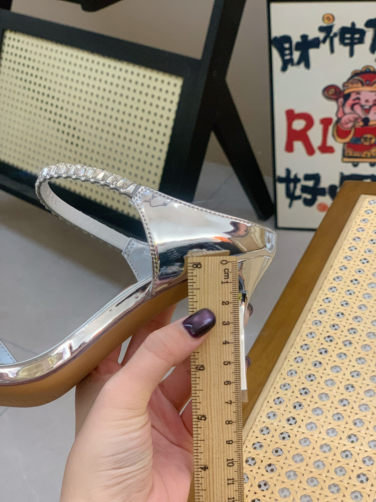 Rhinestone Open-Toe Sandals for Women - 2025 Summer Square-Toe Stiletto Heels, French Elegant Versatile Style Rhinestone Open-Toe Sandals for Women - 2025 Summer Square-Toe Stiletto Heels, French Elegant Versatile Style