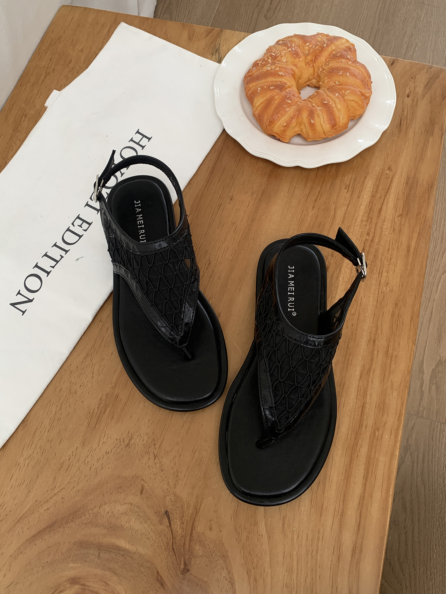 Roman Flat Sandals for Women - Summer 2025 Thong Mesh Design, Stylish and Comfortable Footwear for Summer Outings