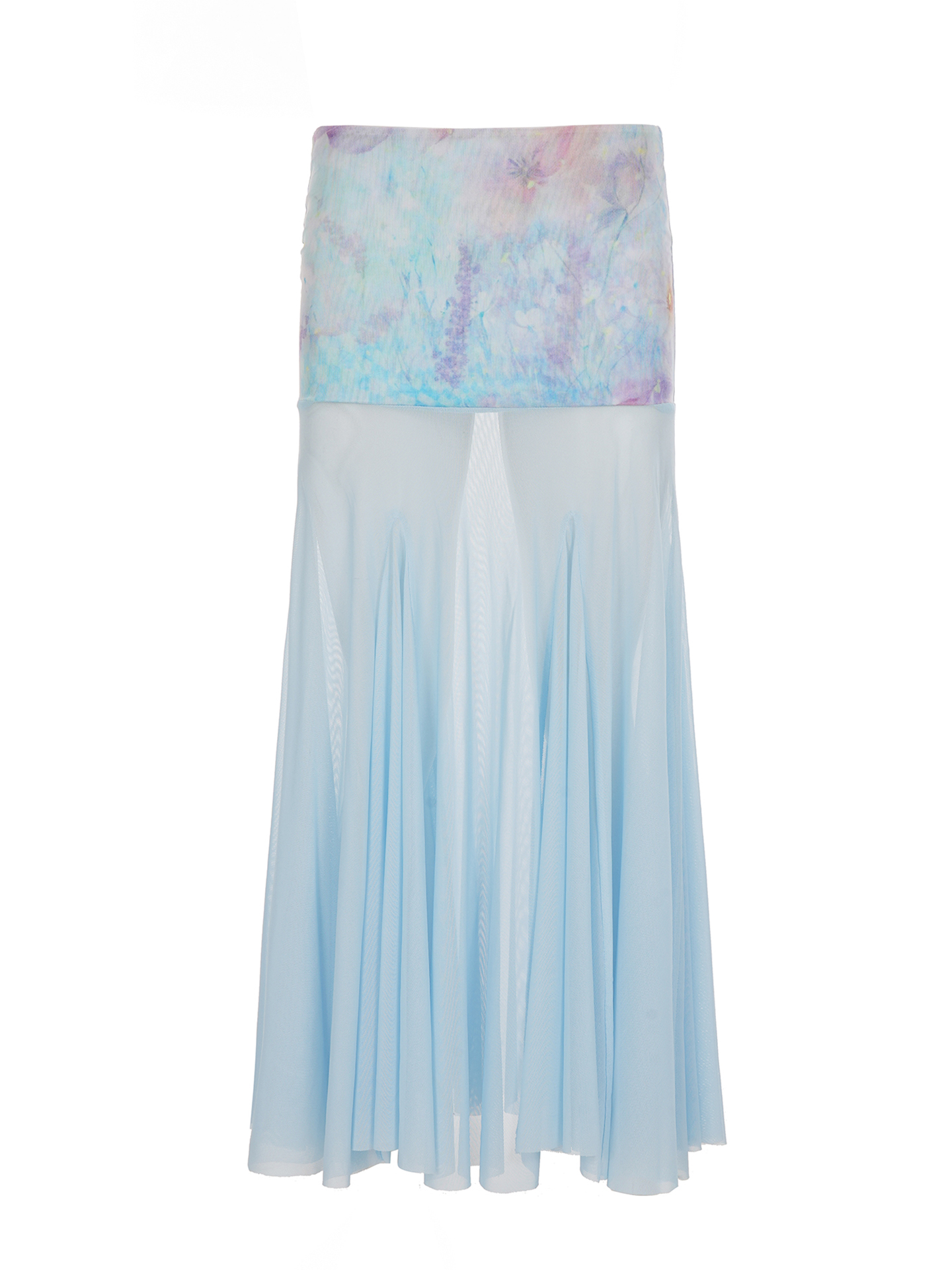Romantic Floral Print Tulle Mermaid Skirt Blue Bodycon Long Dress for Women - Perfect for Vacation and Summer Events Romantic Floral Print Tulle Mermaid Skirt Blue Bodycon Long Dress for Women - Perfect for Vacation and Summer Events