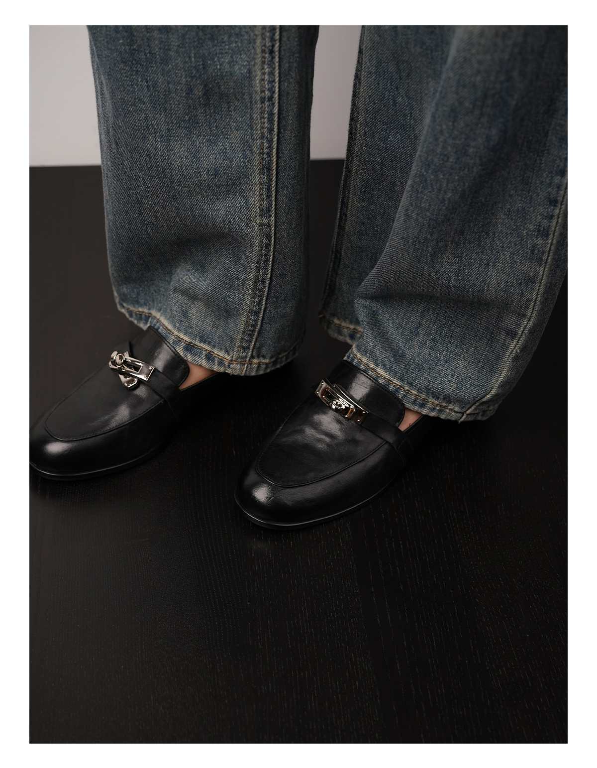 Round Toe Deep Mouth Mule Shoes Low Heel Soft Bottom Versatile Flat Loafers with Metal Buckle for Spring Style Round Toe Deep Mouth Mule Shoes Low Heel Soft Bottom Versatile Flat Loafers with Metal Buckle for Spring Style