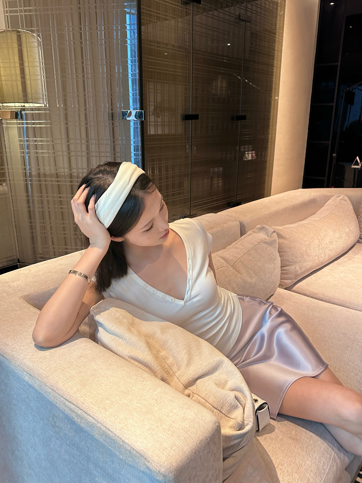 Satin Feel Half Skirt for Women - Modern Diagonal Cut with Side Hidden Zipper - 2025 Summer Fashion Trend Satin Feel Half Skirt for Women - Modern Diagonal Cut with Side Hidden Zipper - 2025 Summer Fashion Trend