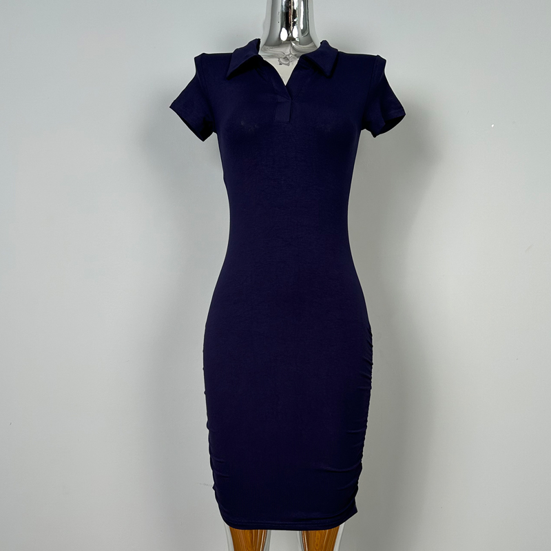 Sexy Blue Bodycon Mini Polo Dress for Women - Summer Korean Style Short-Sleeve Slimming Hot Girl Fashion Sexy Blue Bodycon Mini Polo Dress for Women - Summer Korean Style Short-Sleeve Slimming Hot Girl Fashion