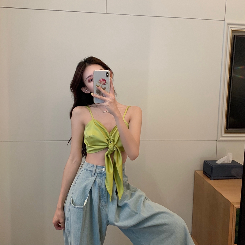 Sexy Camisole Dance Top with Bow Tie and Cutout Back Design for Women, Hong Kong Style, HyunA-Inspired, Bustier Look Sexy Camisole Dance Top with Bow Tie and Cutout Back Design for Women, Hong Kong Style, HyunA-Inspired, Bustier Look