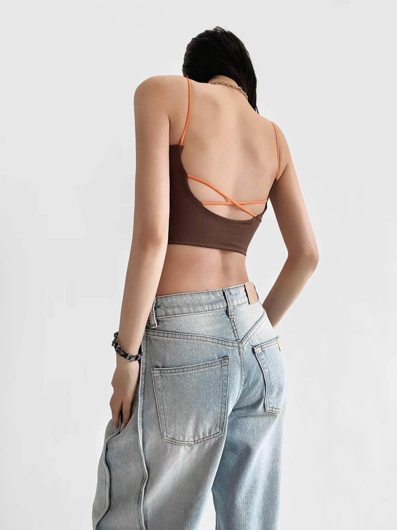 Sexy Color-Blocking Thin Strap Kpop Jazz Street Dance Tank Top - Beautiful Back Pilates Yoga Fitness Activewear