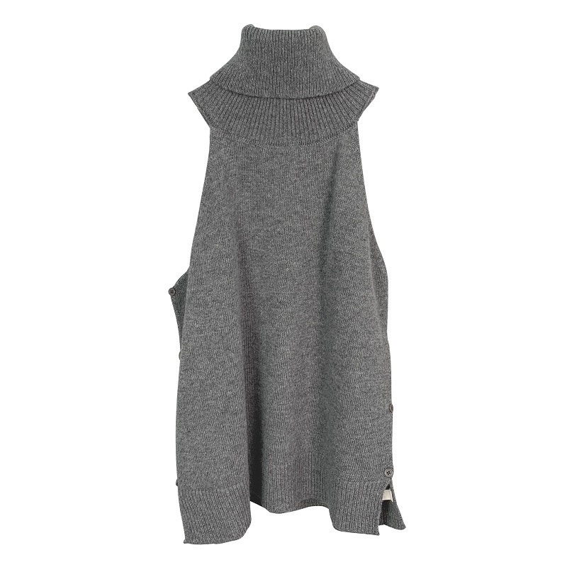 Sexy High-Neck Sleeveless Knitted Vest with Side Tie Design - Versatile Korean Style Top for Women Sexy High-Neck Sleeveless Knitted Vest with Side Tie Design - Versatile Korean Style Top for Women
