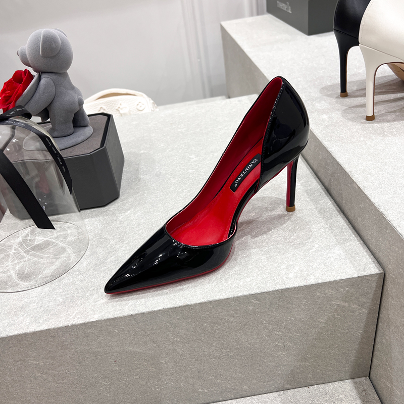 Sexy Nude Side-Cut High Heels - Elegant Thin Pointed Toe Patent Leather Flats for Women, Chic Fashion Footwear