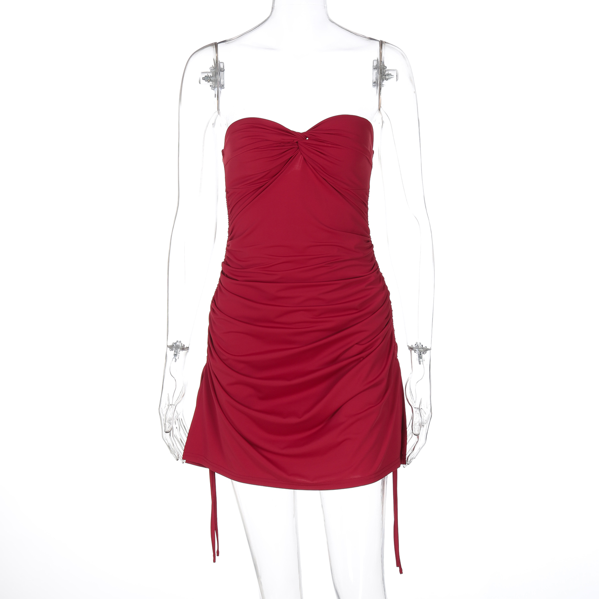 Sexy Off-the-Shoulder Strapless Dress for Women - European American Style with Side Drawstring, Pleated Waist, Slim Short Skirt