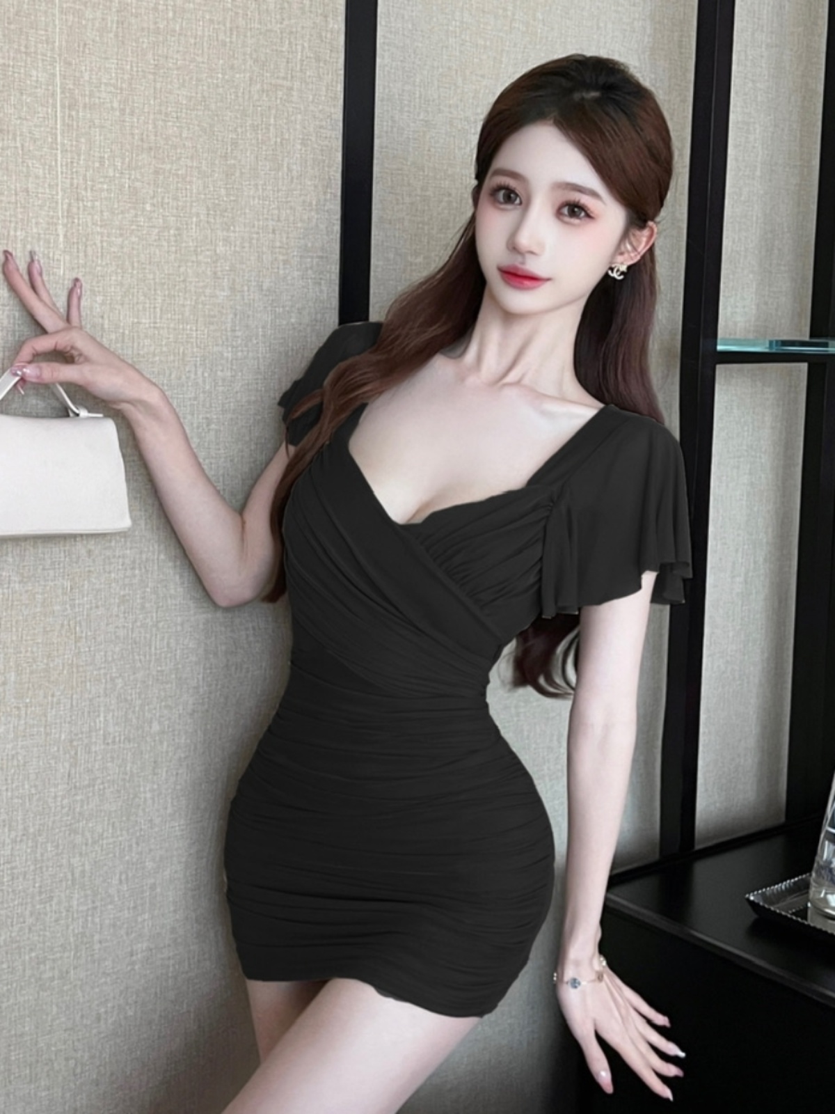 Sexy Pink Mesh V-Neck Low-Cut Bodycon Dress for Women - Summer Nightclub Style with Short Sleeves Sexy Pink Mesh V-Neck Low-Cut Bodycon Dress for Women - Summer Nightclub Style with Short Sleeves