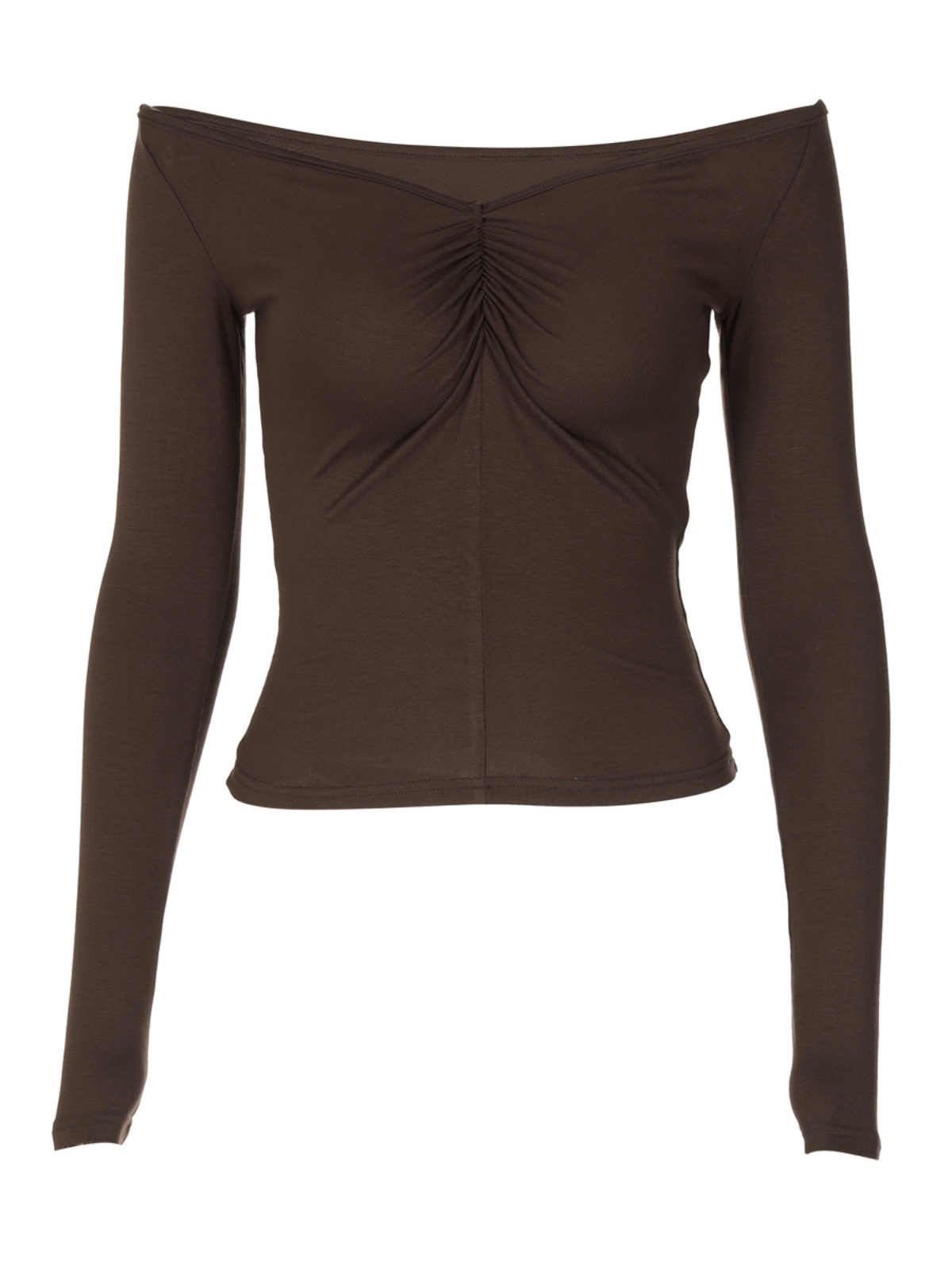 Sexy Ruched Off-the-Shoulder Long Sleeve T-Shirt for Women - European American Instagram Style, Fitted Stretchy Top for Autumn Fashion Sexy Ruched Off-the-Shoulder Long Sleeve T-Shirt for Women - European American Instagram Style, Fitted Stretchy Top for Autumn Fashion