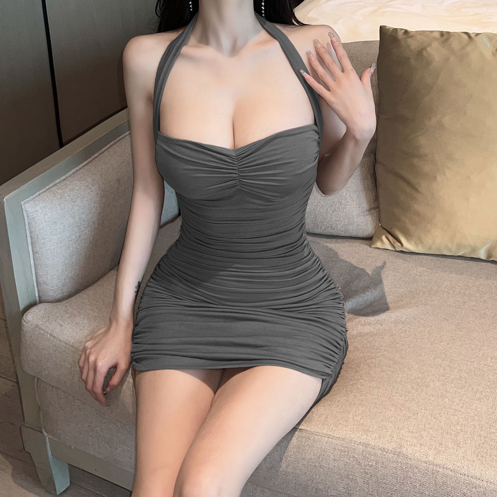 Sexy Strapless Bodycon Mini Dress for Women - Summer Nightclub Chest-Exposing Hot Girl Style