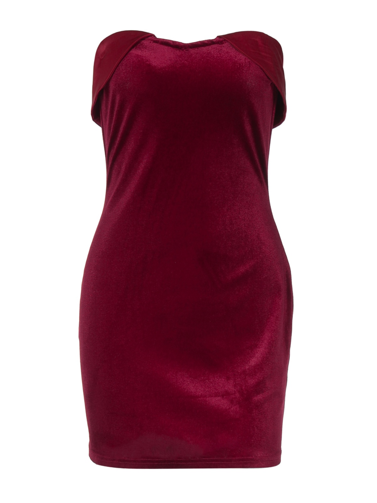 Sexy Strapless Velvet Dress with Folded Collar and Back Zipper - European American Style Fitted Short Skirt for Women Sexy Strapless Velvet Dress with Folded Collar and Back Zipper - European American Style Fitted Short Skirt for Women