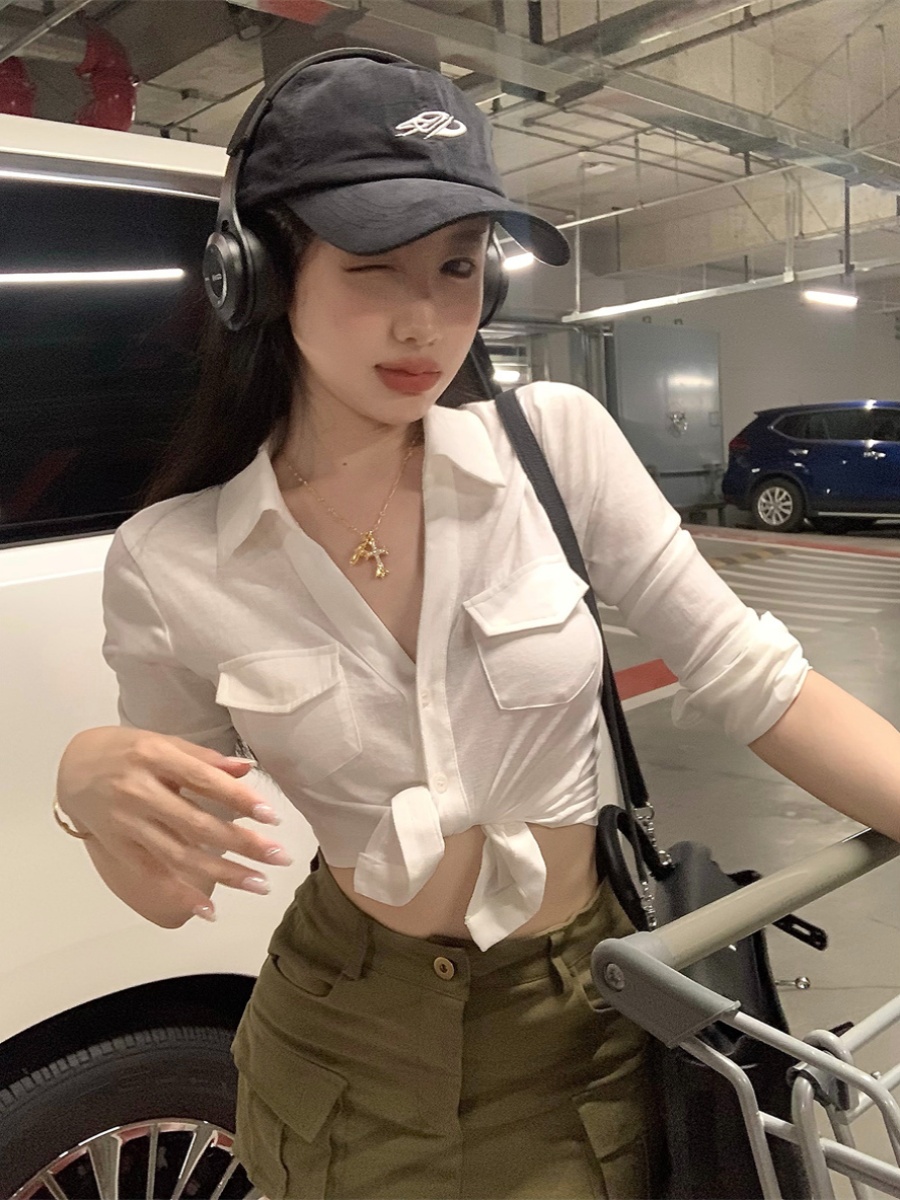 Sexy Tight-Fitting K-Pop Dance Shirt for Girls - Short Waist Top Inspired by 90s Jazz Style