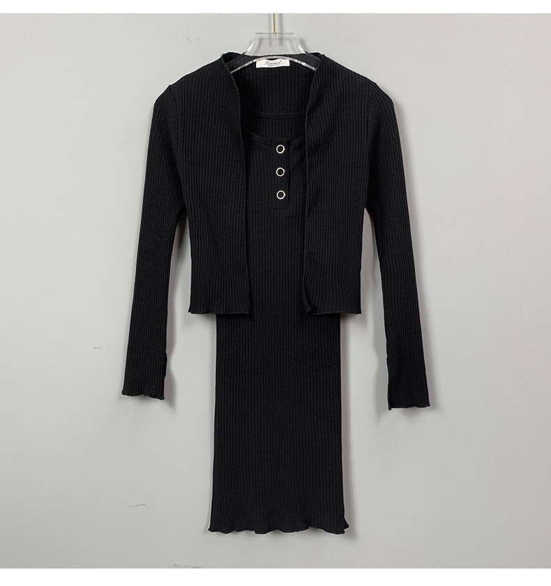 Sexy Women's Fitted Cardigan Camisole Dress Set - Korean Dongdaemun Style Two-Piece Outfit