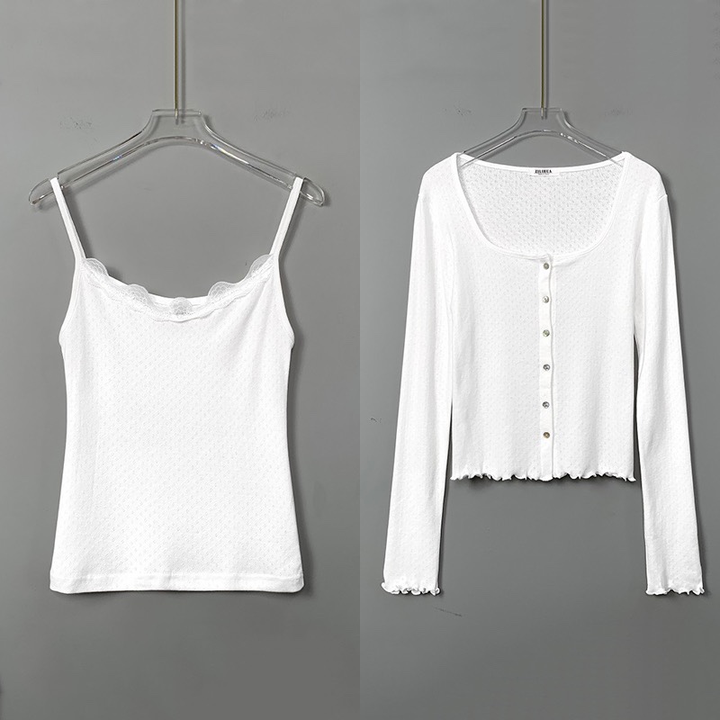 Sexy Women's Lace Trim Camisole and Sun Protection Cardigan Two-Piece Set - Korean Style Fashion