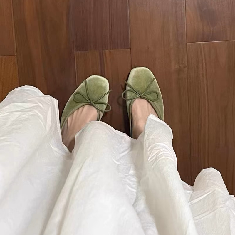 Sheepskin French Round-Toe Ballet Flats for Women - Slip-On Soft-Soled Casual Loafers, Comfortable Everyday Shoes