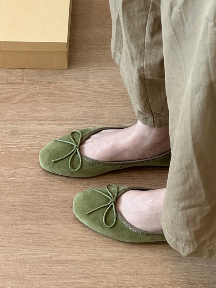 Sheepskin French Round-Toe Ballet Flats for Women - Slip-On Soft-Soled Casual Loafers, Comfortable Everyday Shoes