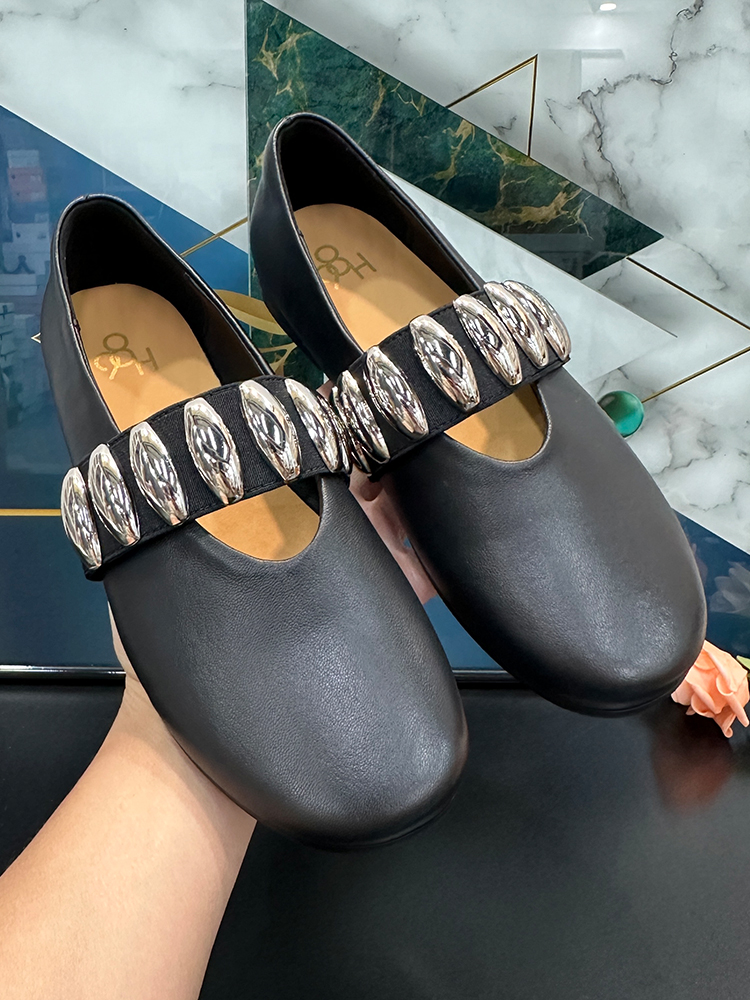 Sheepskin Mary Jane Flat Ballet Shoes for Women, Shallow Mouth, Pearl Strap, Stylish for Skirts, Comfortable Fashion Footwear