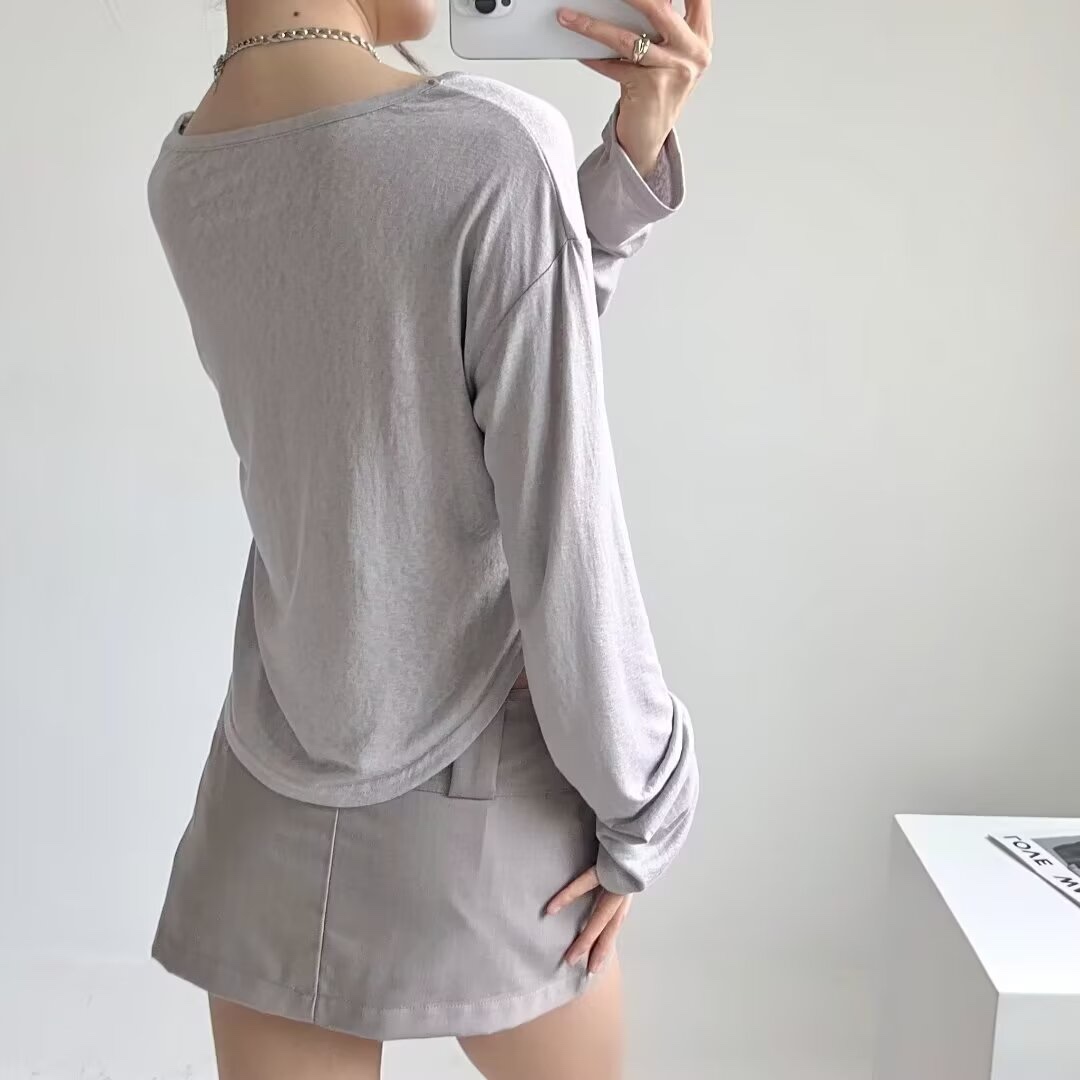 Sheer Long Sleeve Kpop Jazz Cover-Up T-Shirt for Women - Loose Fit Sun Protection Layer Top for Yoga & Casual Wear Sheer Long Sleeve Kpop Jazz Cover-Up T-Shirt for Women - Loose Fit Sun Protection Layer Top for Yoga & Casual Wear