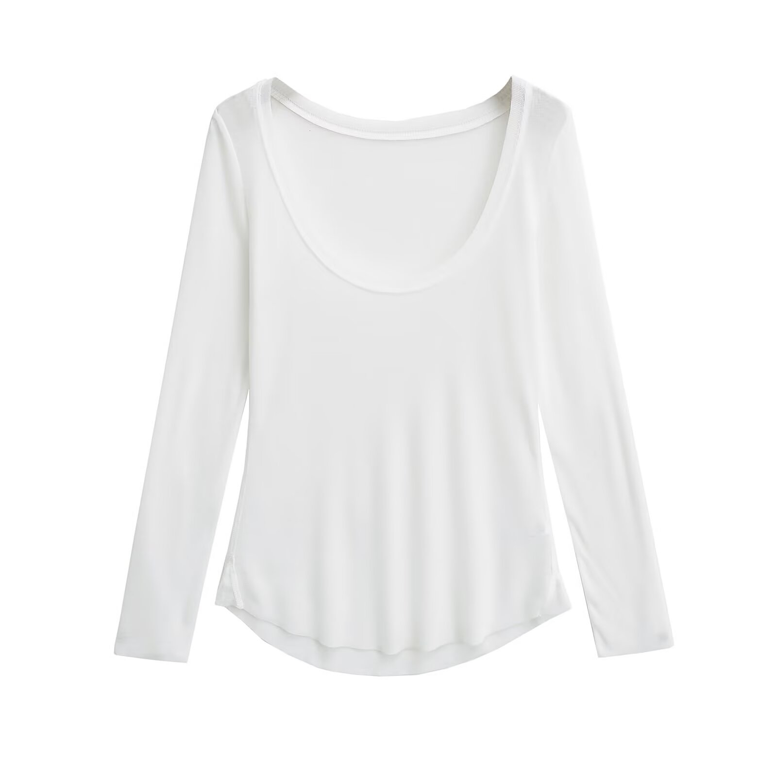 Sheer Long Sleeve U-Neck Cover-Up T-Shirt for Women - K-Pop Jazz Korean Style Lightweight Base Top Sheer Long Sleeve U-Neck Cover-Up T-Shirt for Women - K-Pop Jazz Korean Style Lightweight Base Top