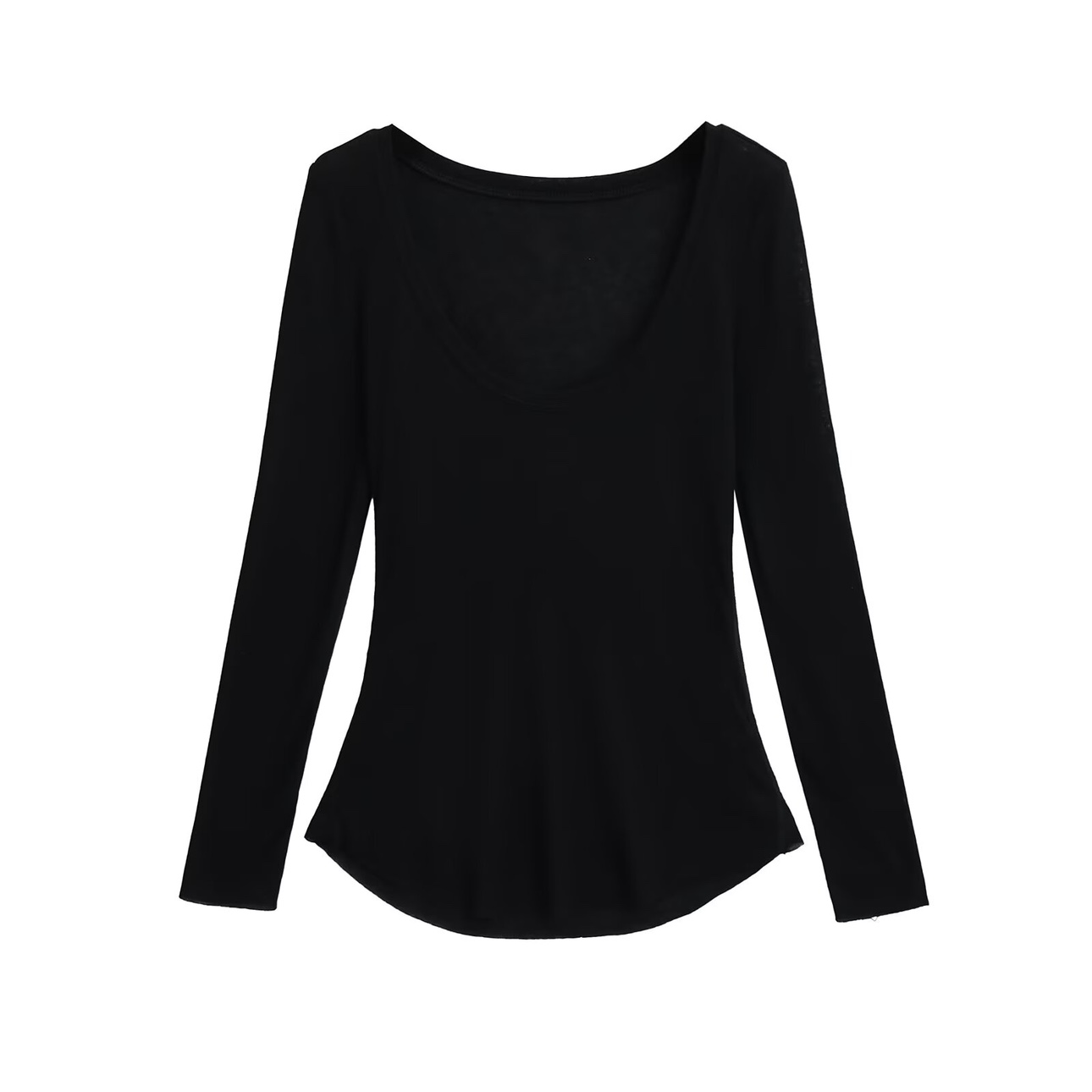 Sheer Long Sleeve U-Neck Cover-Up T-Shirt for Women - K-Pop Jazz Korean Style Lightweight Base Top Sheer Long Sleeve U-Neck Cover-Up T-Shirt for Women - K-Pop Jazz Korean Style Lightweight Base Top