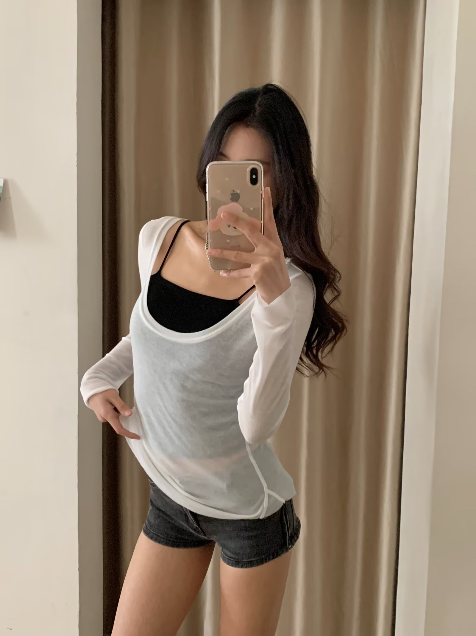 Sheer Long Sleeve U-Neck Cover-Up T-Shirt for Women - K-Pop Jazz Korean Style Lightweight Base Top Sheer Long Sleeve U-Neck Cover-Up T-Shirt for Women - K-Pop Jazz Korean Style Lightweight Base Top