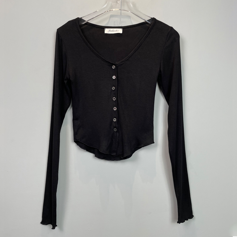 Sheer Pink Cropped Long Sleeve V-Neck Top for Women - Korean Style, Autumn/Winter, Sexy Design, Revealing Chest Sheer Pink Cropped Long Sleeve V-Neck Top for Women - Korean Style, Autumn/Winter, Sexy Design, Revealing Chest