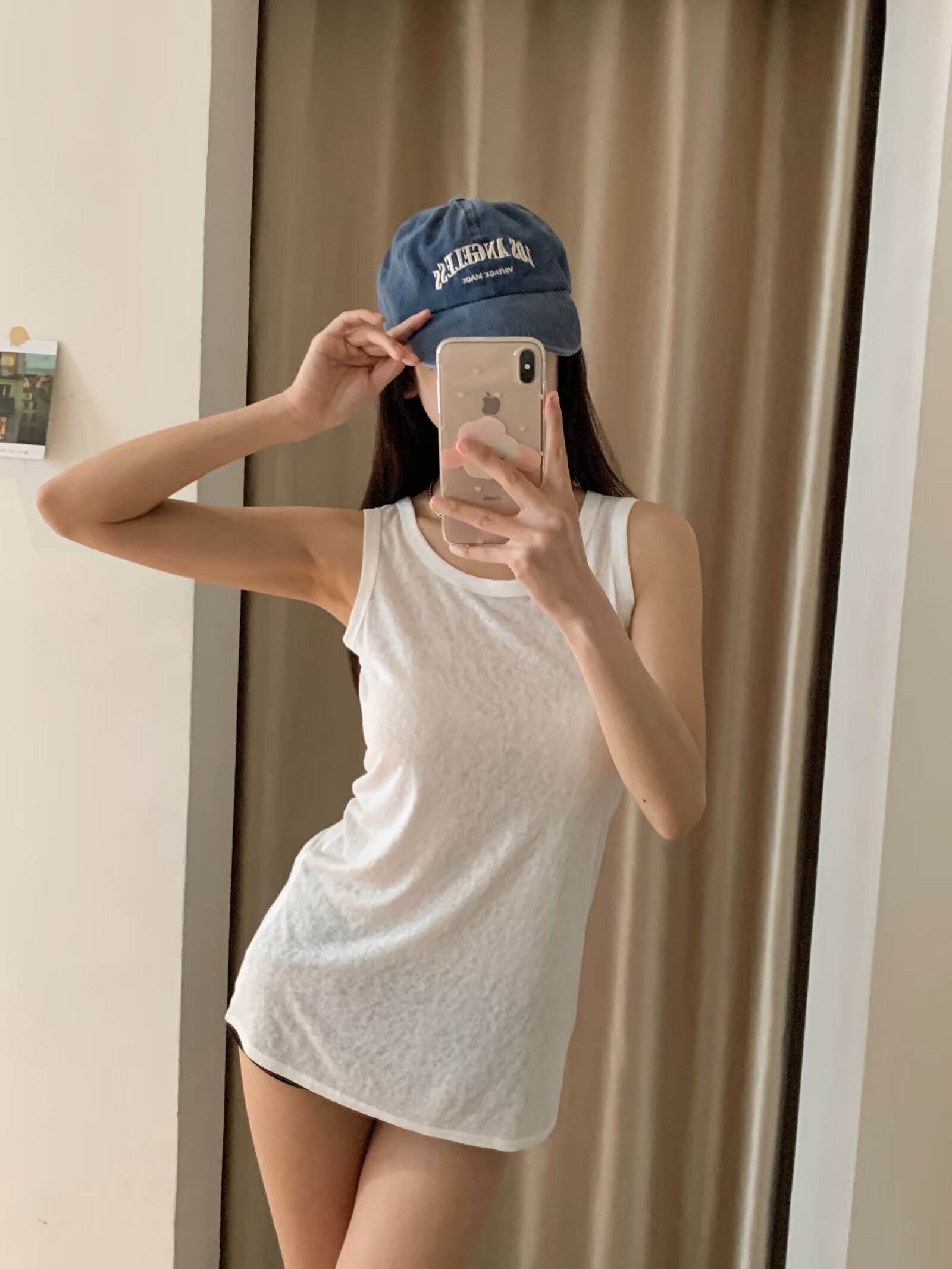 Sheer Slim-Fit U-Neck Camisole T-Shirt for Kpop Jazz Street Dance - Versatile White Basic Top