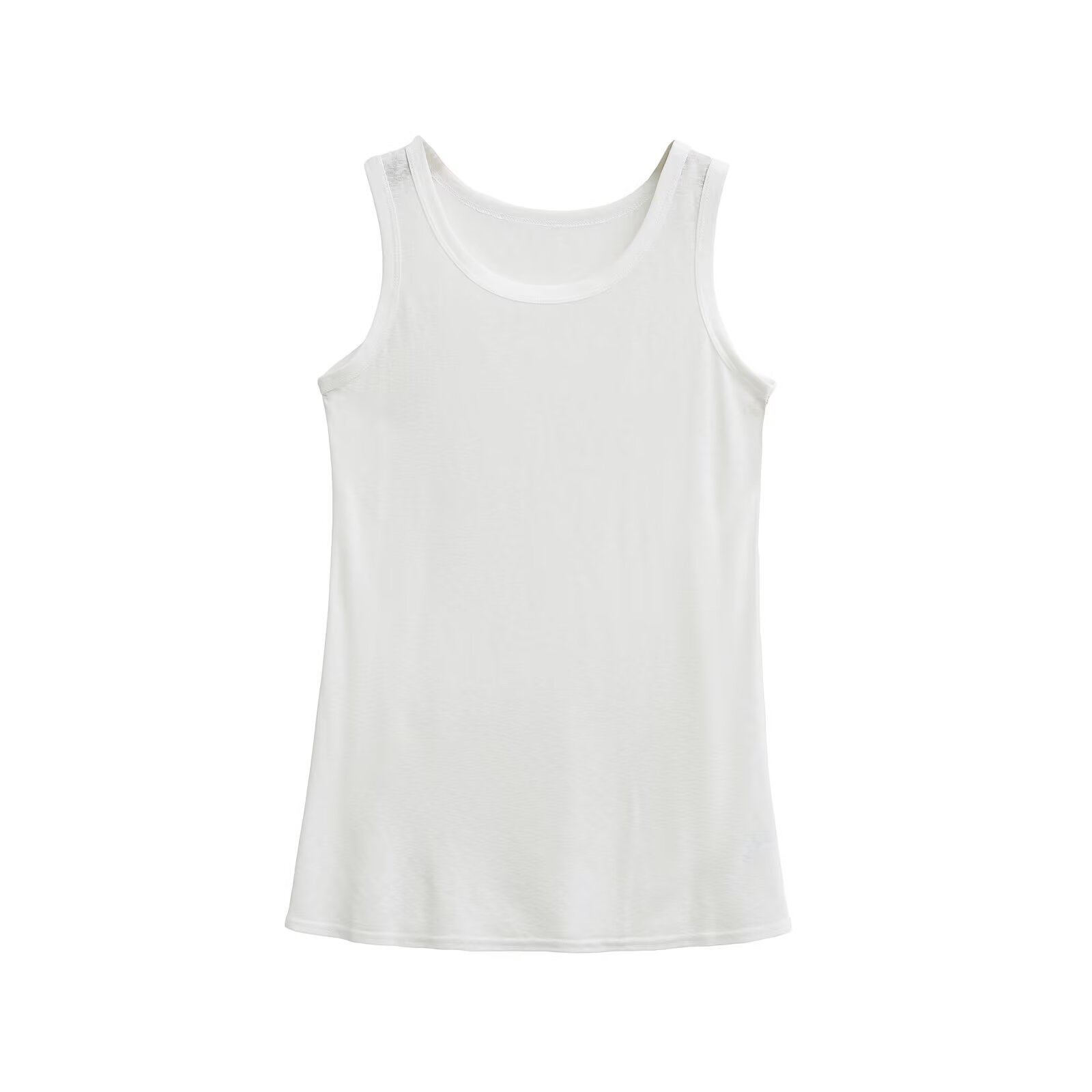 Sheer Slim-Fit U-Neck Camisole T-Shirt for Kpop Jazz Street Dance - Versatile White Basic Top Sheer Slim-Fit U-Neck Camisole T-Shirt for Kpop Jazz Street Dance - Versatile White Basic Top