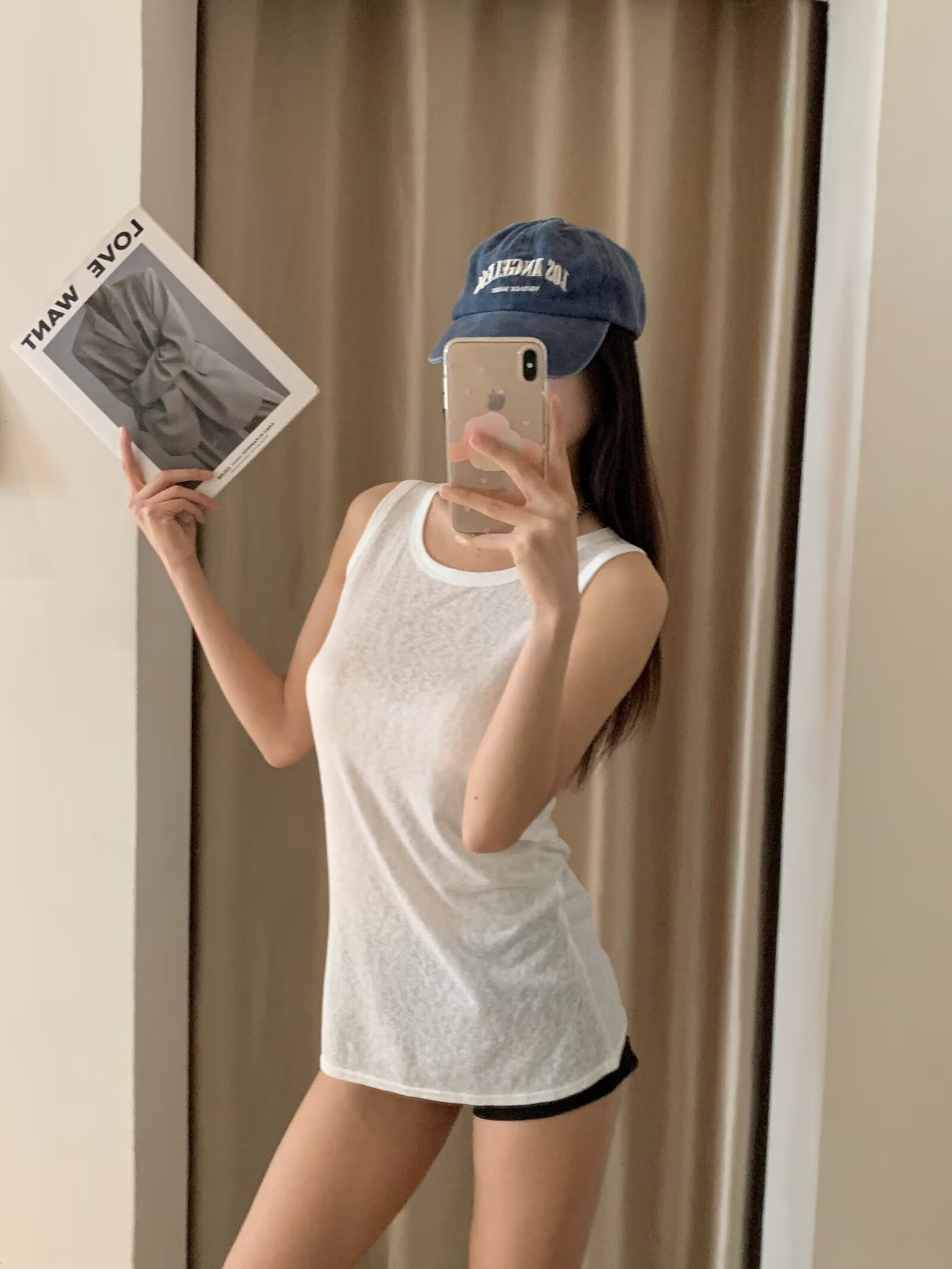 Sheer Slim-Fit U-Neck Camisole T-Shirt for Kpop Jazz Street Dance - Versatile White Basic Top