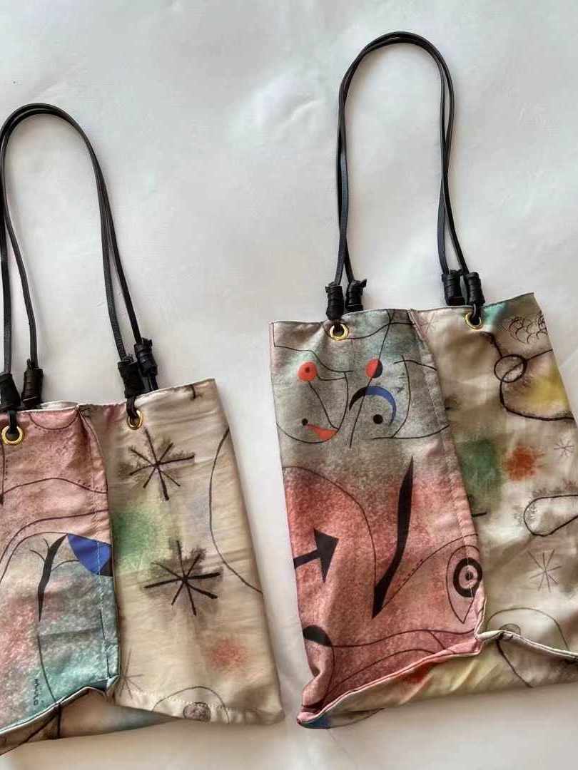 Silk Printed Art Shoulder Tote Bag - High-End Artistic Design for Women - Vacation Essential - Trendy Fashion Accessory Silk Printed Art Shoulder Tote Bag - High-End Artistic Design for Women - Vacation Essential - Trendy Fashion Accessory