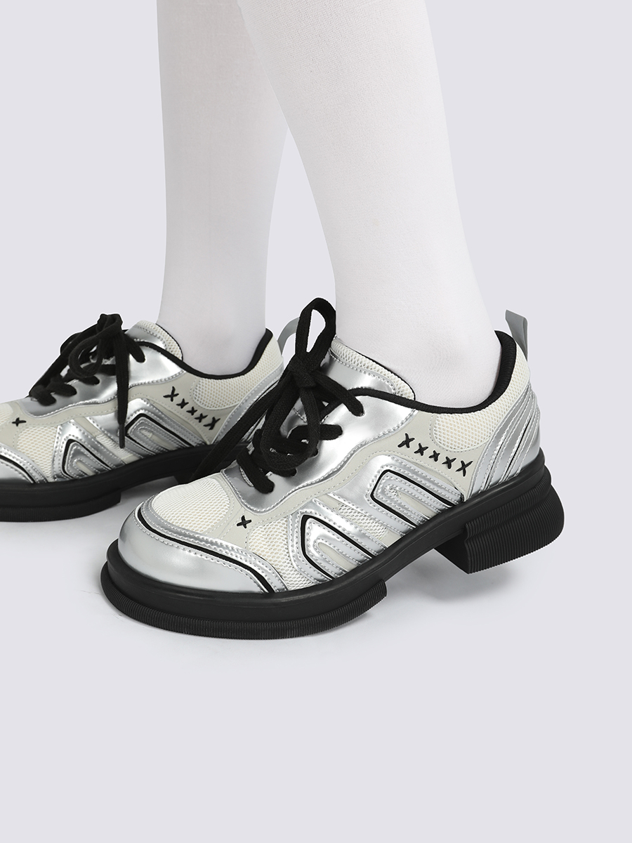 Silver Breathable Versatile Dad Shoes for Women - Casual Thick-Soled Sports Footwear for Spring/Summer 2025