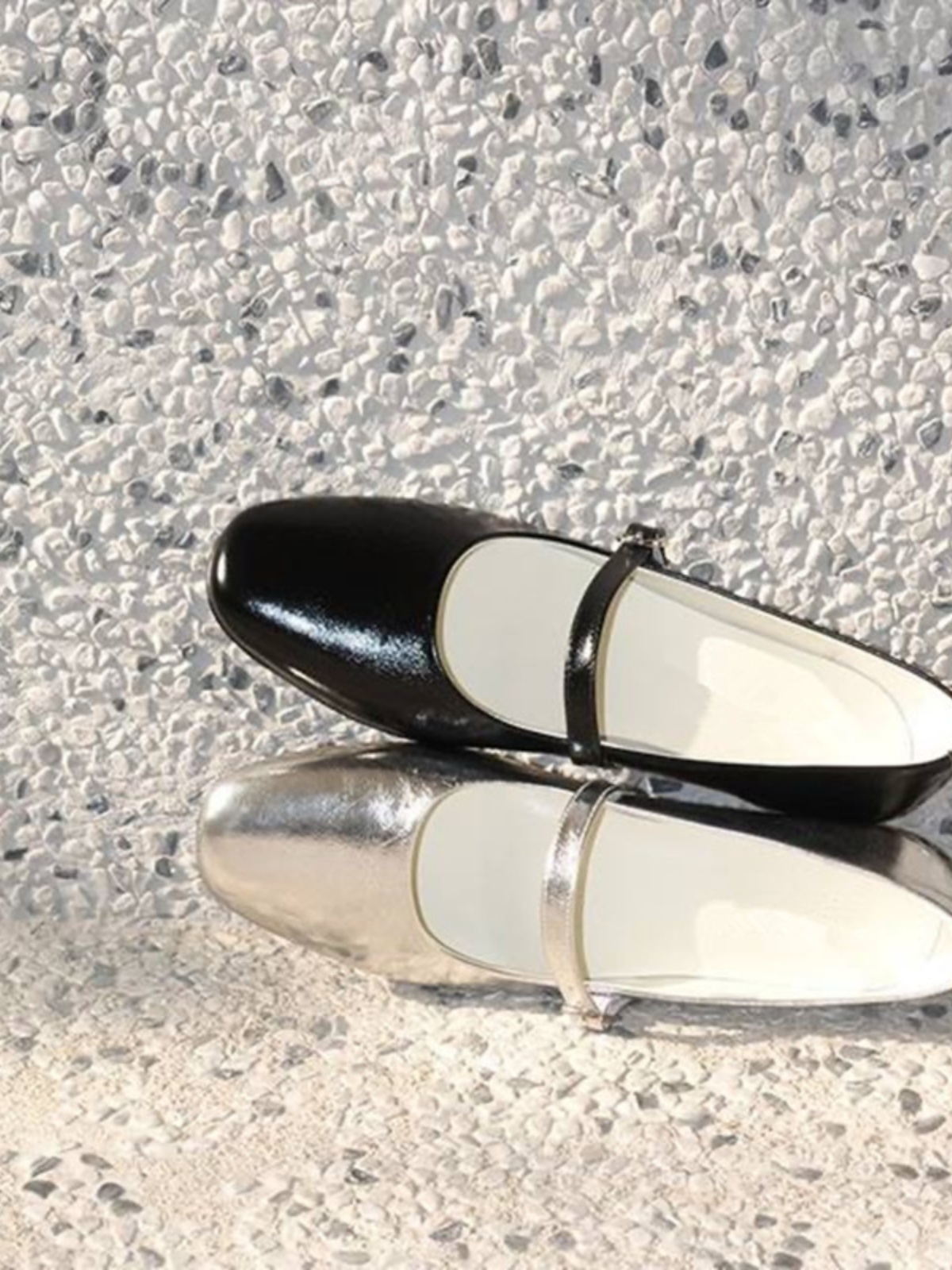 Silver Cowhide Mary Jane Shoes for Women - Round Toe Casual Flats with One-Strap Buckle, Shallow Mouth Ballet Style, 2025 Trends