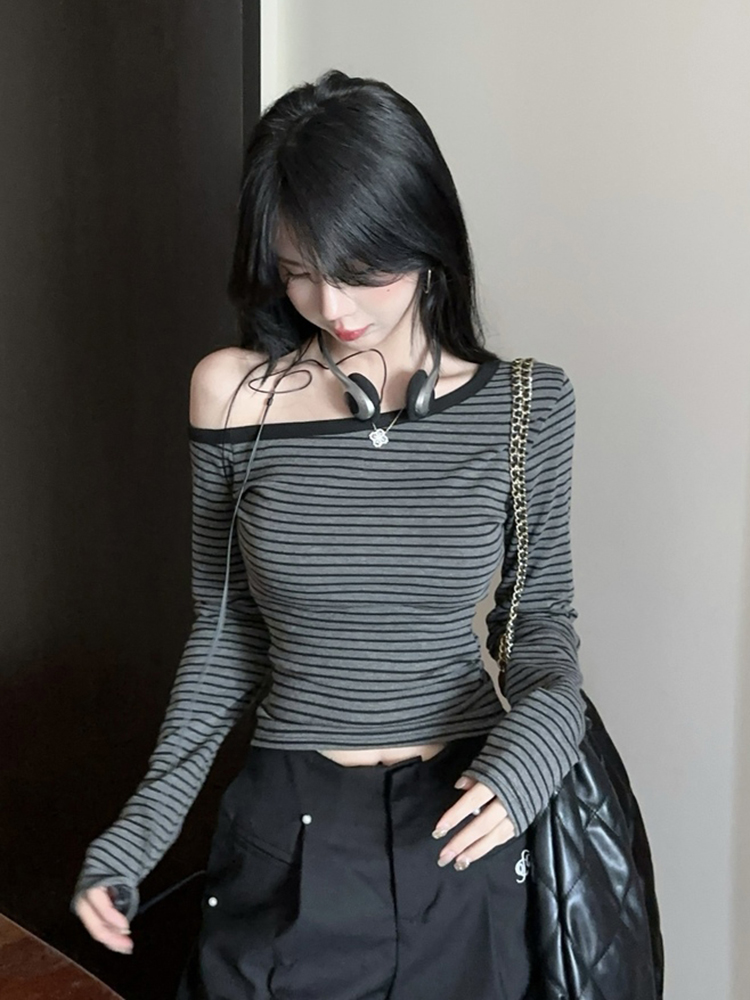 Slim-Fit American Jazz Dance Top for Women - K-Pop Inspired Short Shirt for Spring and Autumn Music Festival Outfits