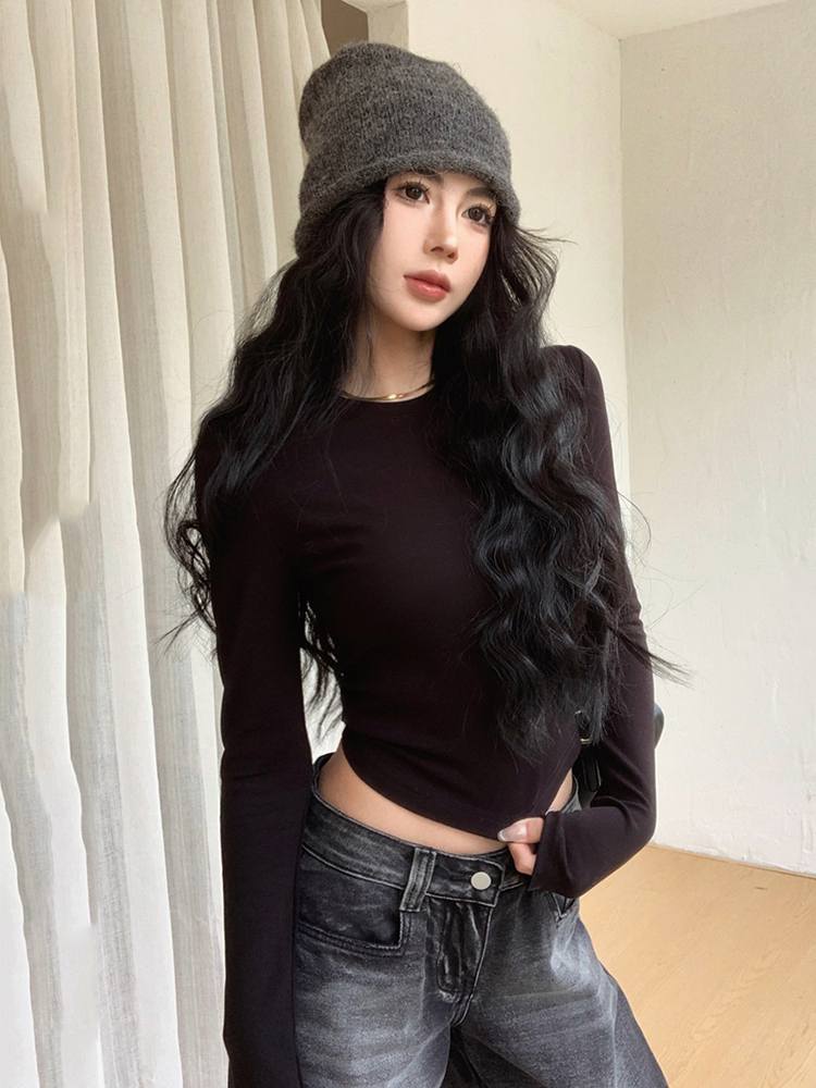 Slim-Fit Long Sleeve T-Shirt for Women - Autumn Winter K-Pop Jazz Dance Top, Trendy Girl Group Music Festival Outfit Slim-Fit Long Sleeve T-Shirt for Women - Autumn Winter K-Pop Jazz Dance Top, Trendy Girl Group Music Festival Outfit