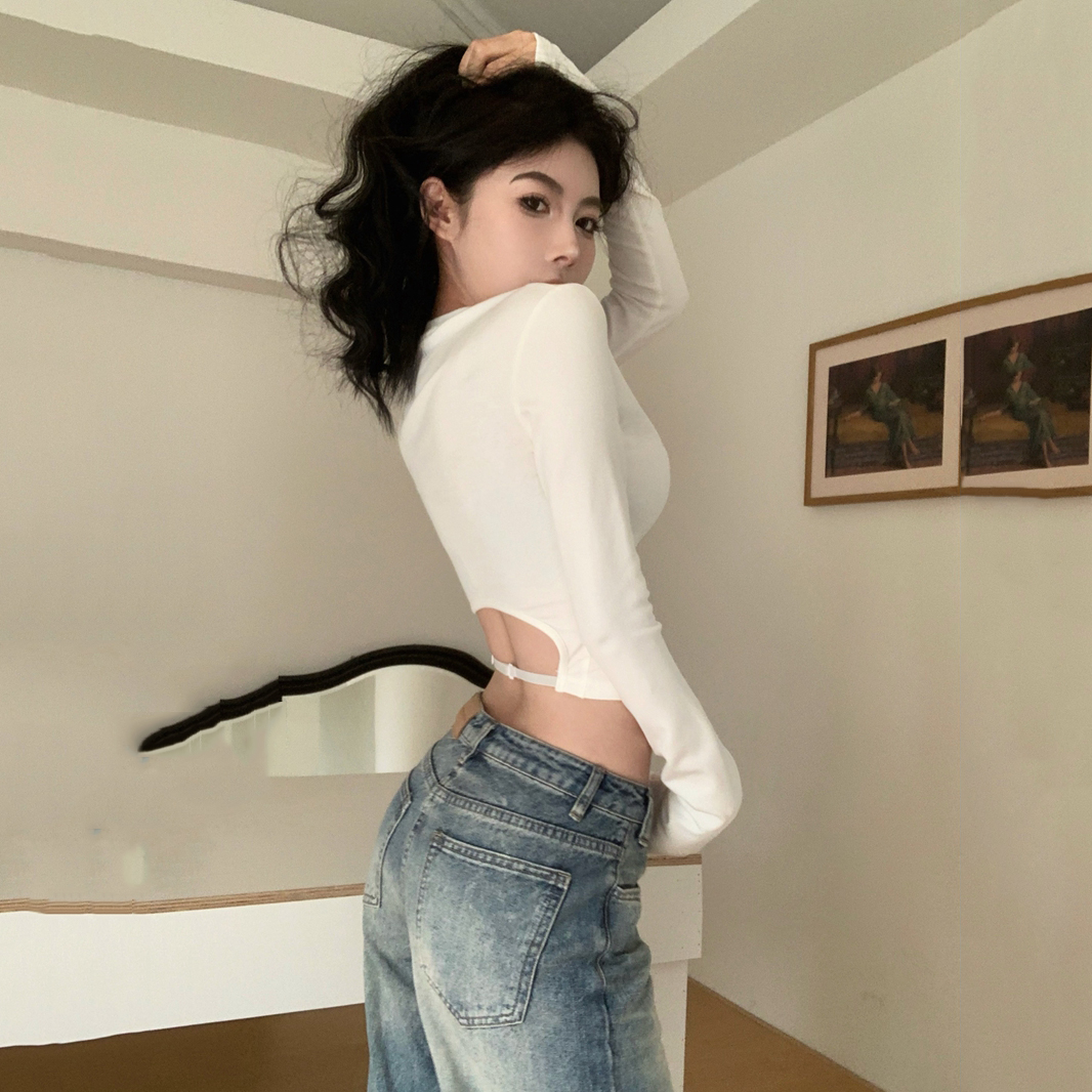 Slim-Fit Long Sleeve T-Shirt for Women - Autumn Winter K-Pop Jazz Dance Top, Trendy Girl Group Music Festival Outfit Slim-Fit Long Sleeve T-Shirt for Women - Autumn Winter K-Pop Jazz Dance Top, Trendy Girl Group Music Festival Outfit