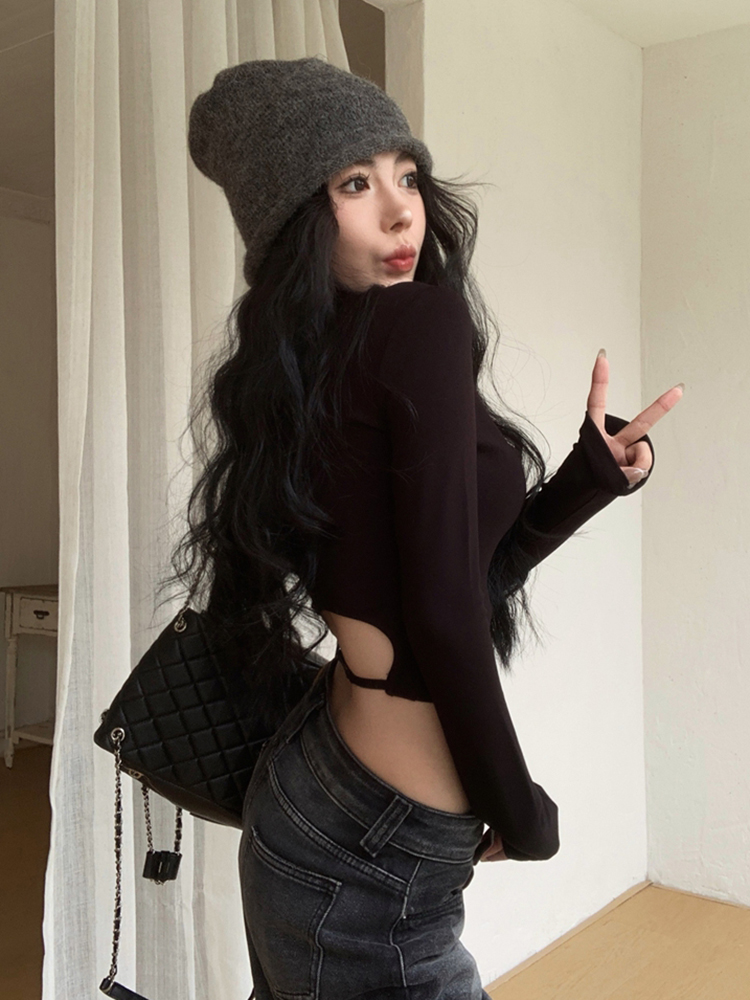 Slim-Fit Long Sleeve T-Shirt for Women - Autumn Winter K-Pop Jazz Dance Top, Trendy Girl Group Music Festival Outfit Slim-Fit Long Sleeve T-Shirt for Women - Autumn Winter K-Pop Jazz Dance Top, Trendy Girl Group Music Festival Outfit