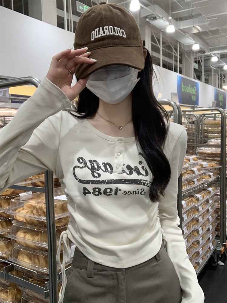 Slim Fit Long-Sleeve T-Shirt for Women, Short Style, Jazz Dance K-Pop Top, Perfect for Girl Group Music Festival Outfits